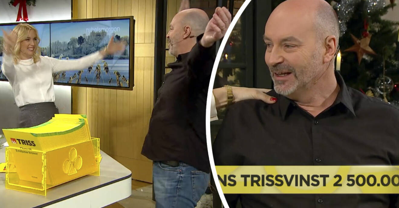 Peter Karlsson från Vimmerby fick en chock när han skrapade fram 2,5 miljoner på Triss i Nyhetsmorgon.