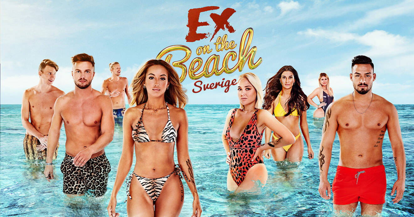 Edwin, Emil Ludvig, Jasmina, Ida, Amanda, Ewelina och Tola i Ex on the beach 2019, säsong 7.