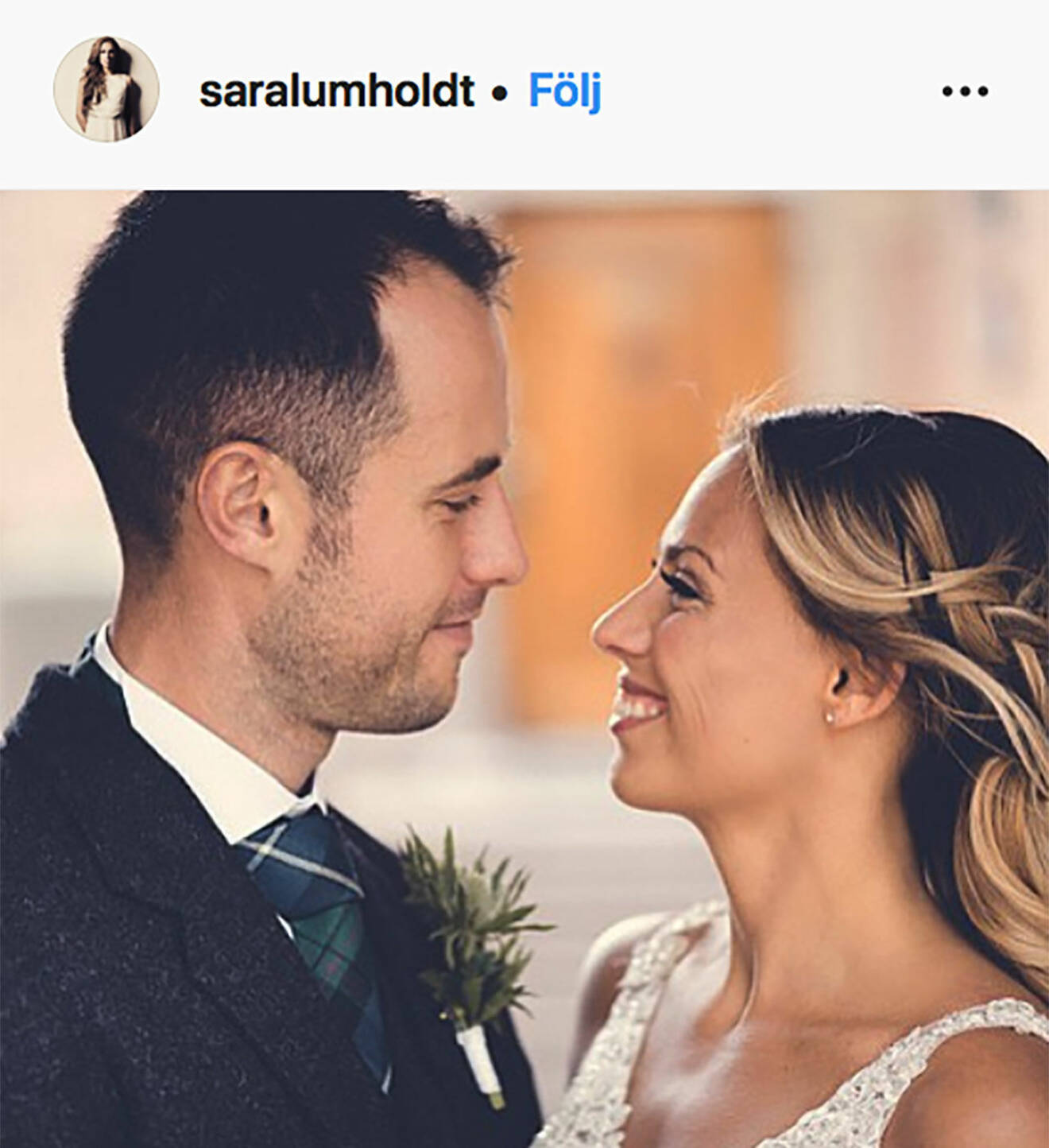 Sara Lumholdt och Chris Noble gifte sig 2018.