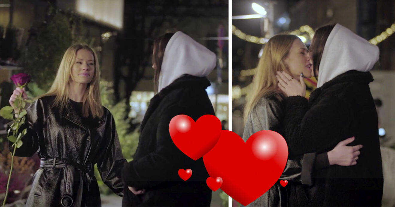 Hannah Forsdahls och Emmy Rönnings dejt i Hemliga beundrare slutade med en het kyss.