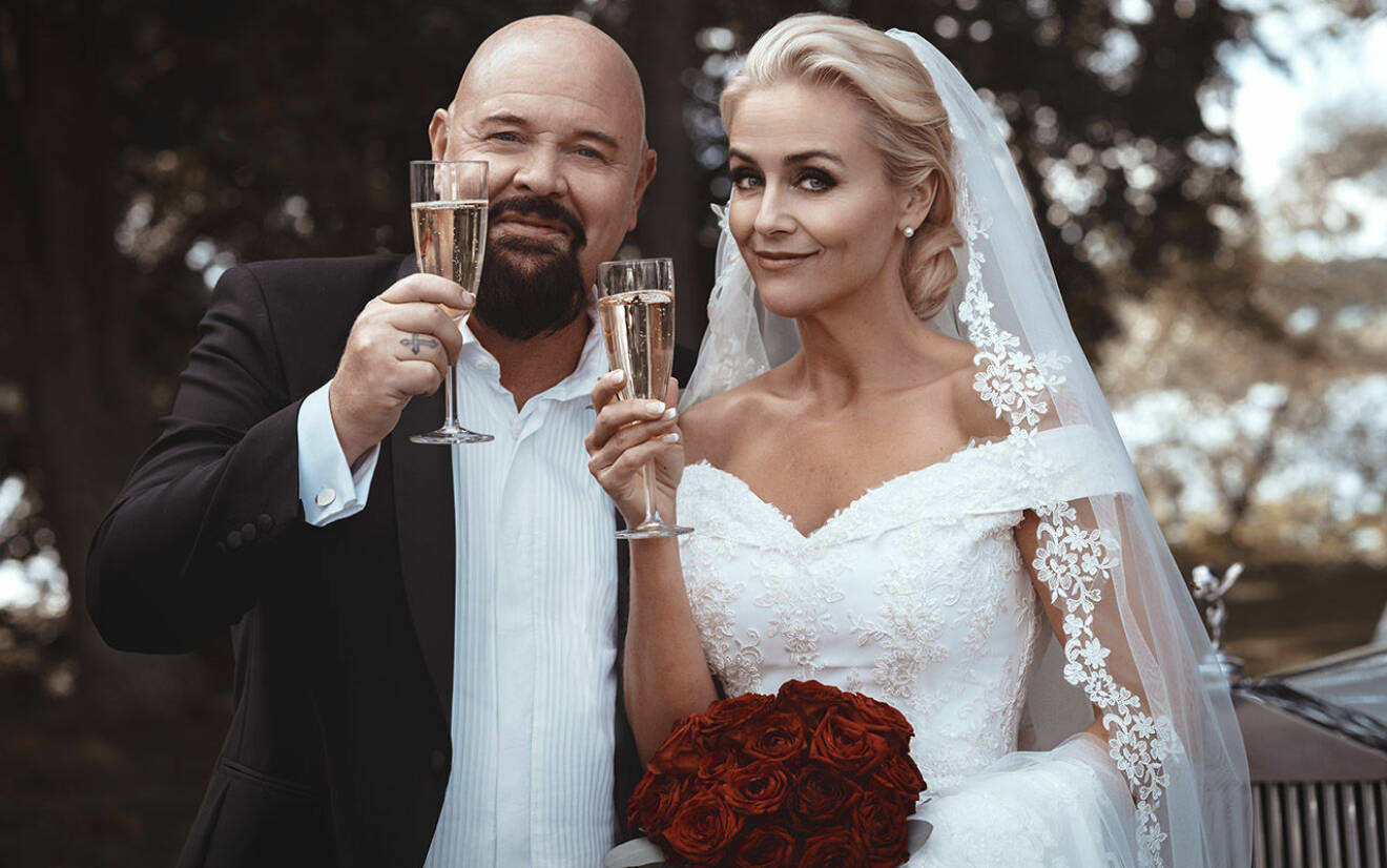 Anders Bagge och Johanna Lind Bagge på bröllopet.