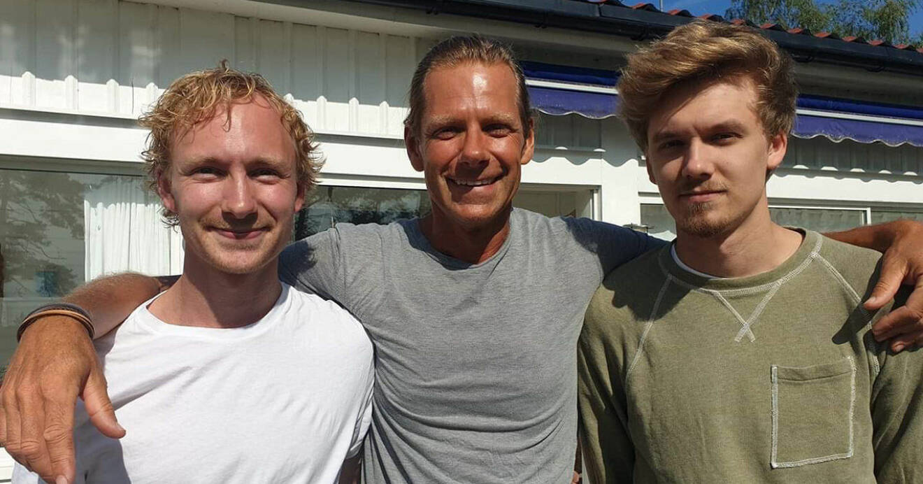 Robinson-Mattias Pettersson med sina söner.