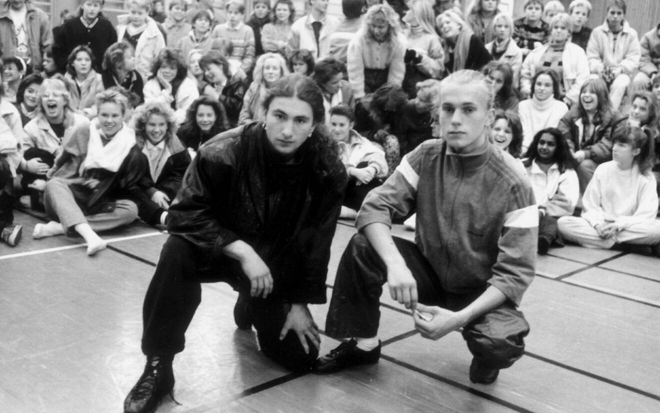 Paolo Roberto och Liam propagerade 1987 mot våld.