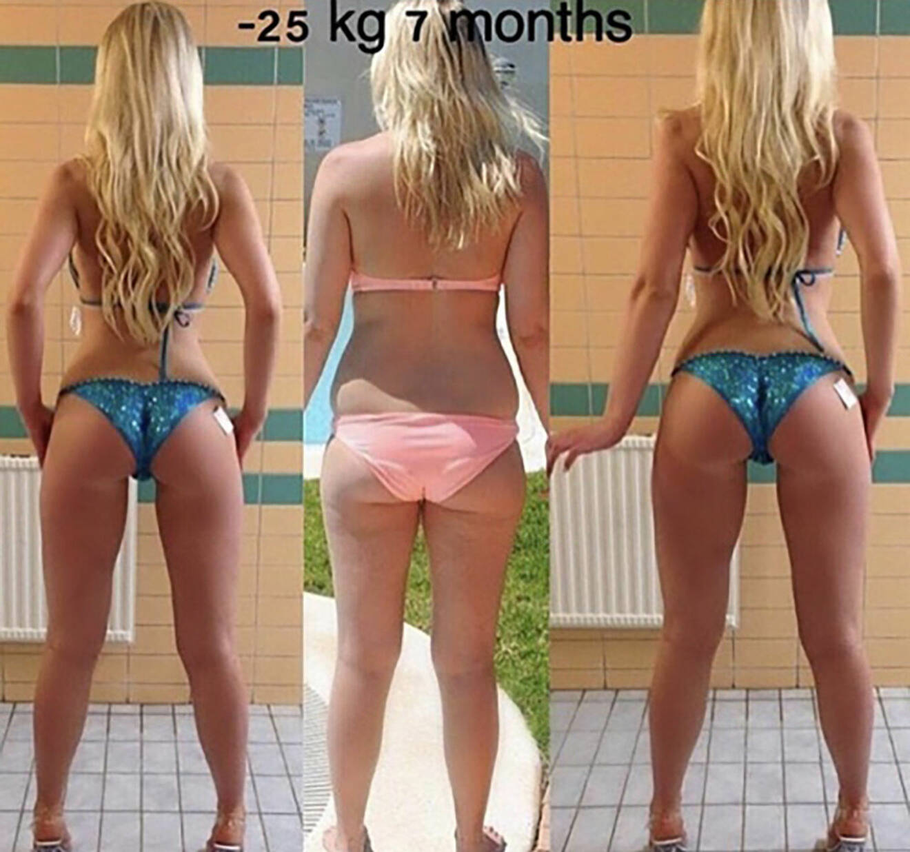 Julia Franzén före och efter viktminskning.