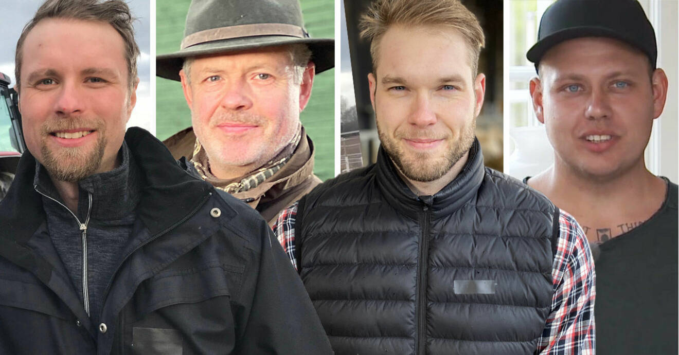 Pontus Mikaelsson, Mats Thomsson, Erik Parai Arnesson och Parik Fernlund i Bonde söker fru 2020.