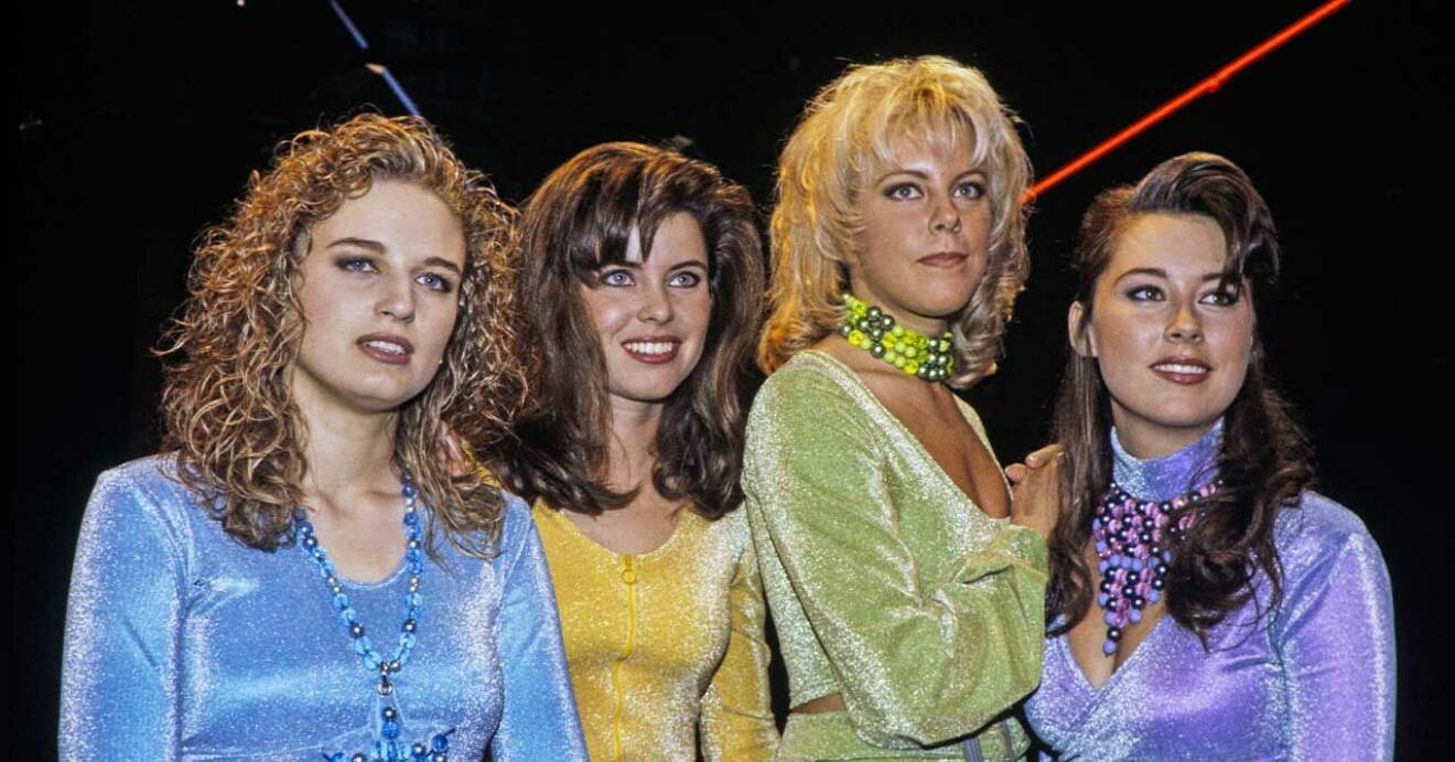 Musikgruppen Angel inför deras uppträdande i Melodifestivalen 1992