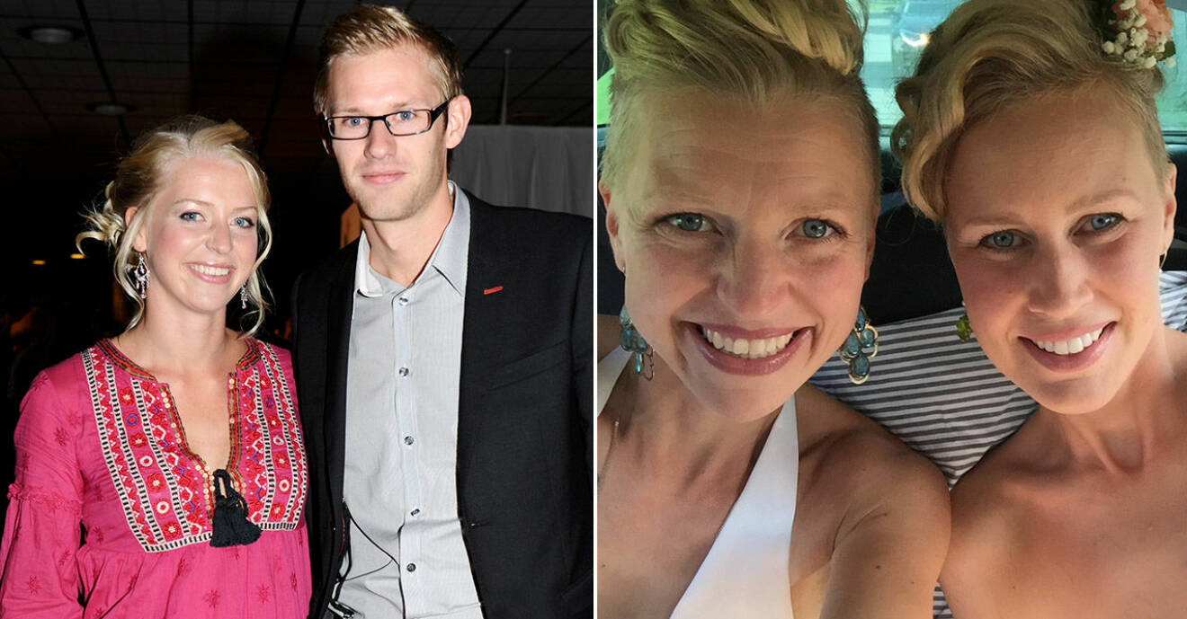 Thilde Höök med ex-maken Stefan Blomquist 2010 och med frun Benedicte 2019.