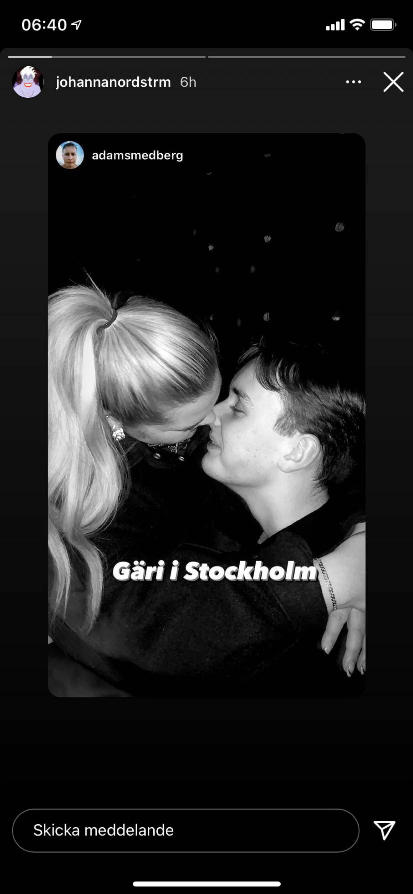 Johanna Nordström och Adam Smedberg på Instagram
