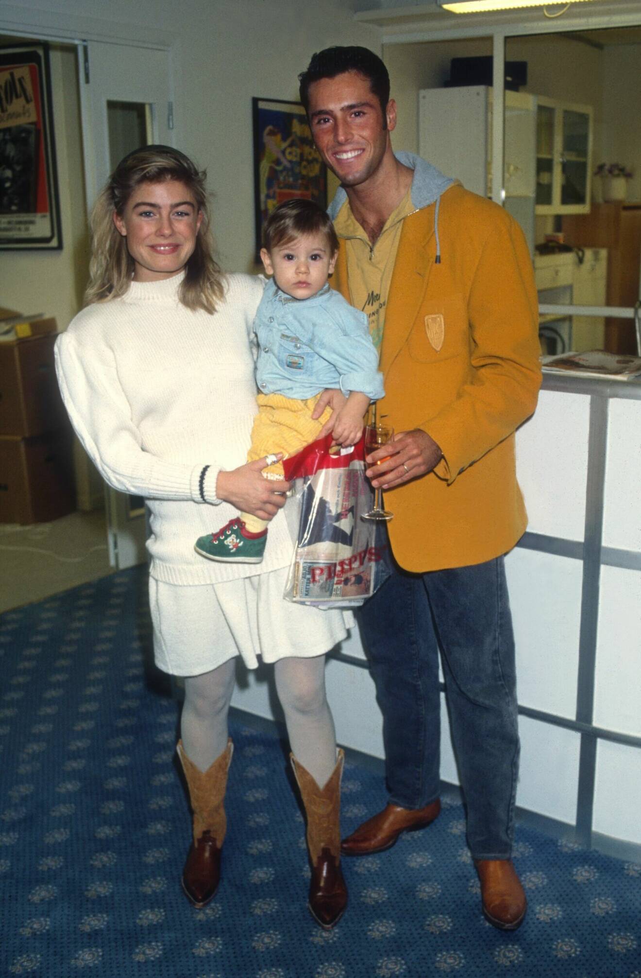 Emilio Ingrosso och Pernilla Wahlgren år 1991 med sonen Oliver Ingrosso