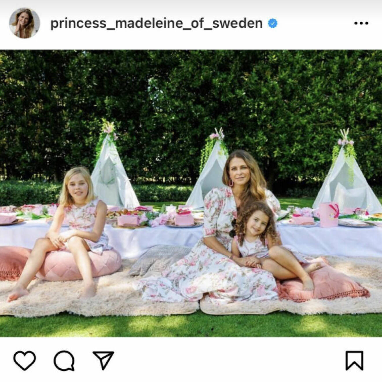 Prinsessan Madeleine med sina två flickor på Instagram