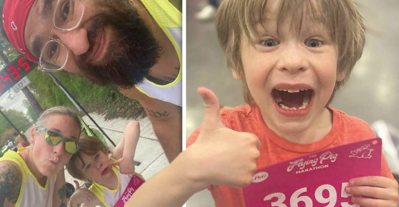 Föräldrar Ben och Kim Crawford lät sin 6-åring springa ett marathon.