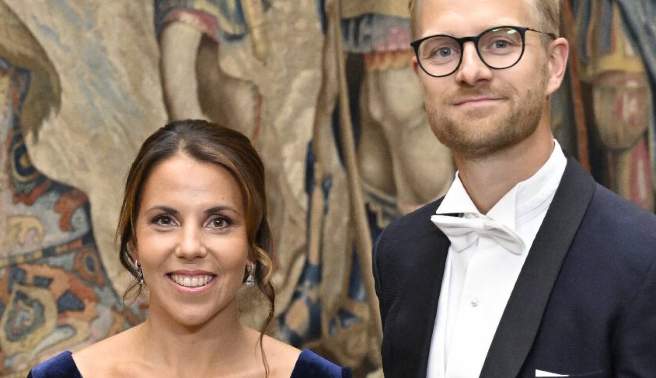 Charlotte Kalla och Fredrik Karström på representationsmiddag på Kungliga slottet i Stockholm i september.