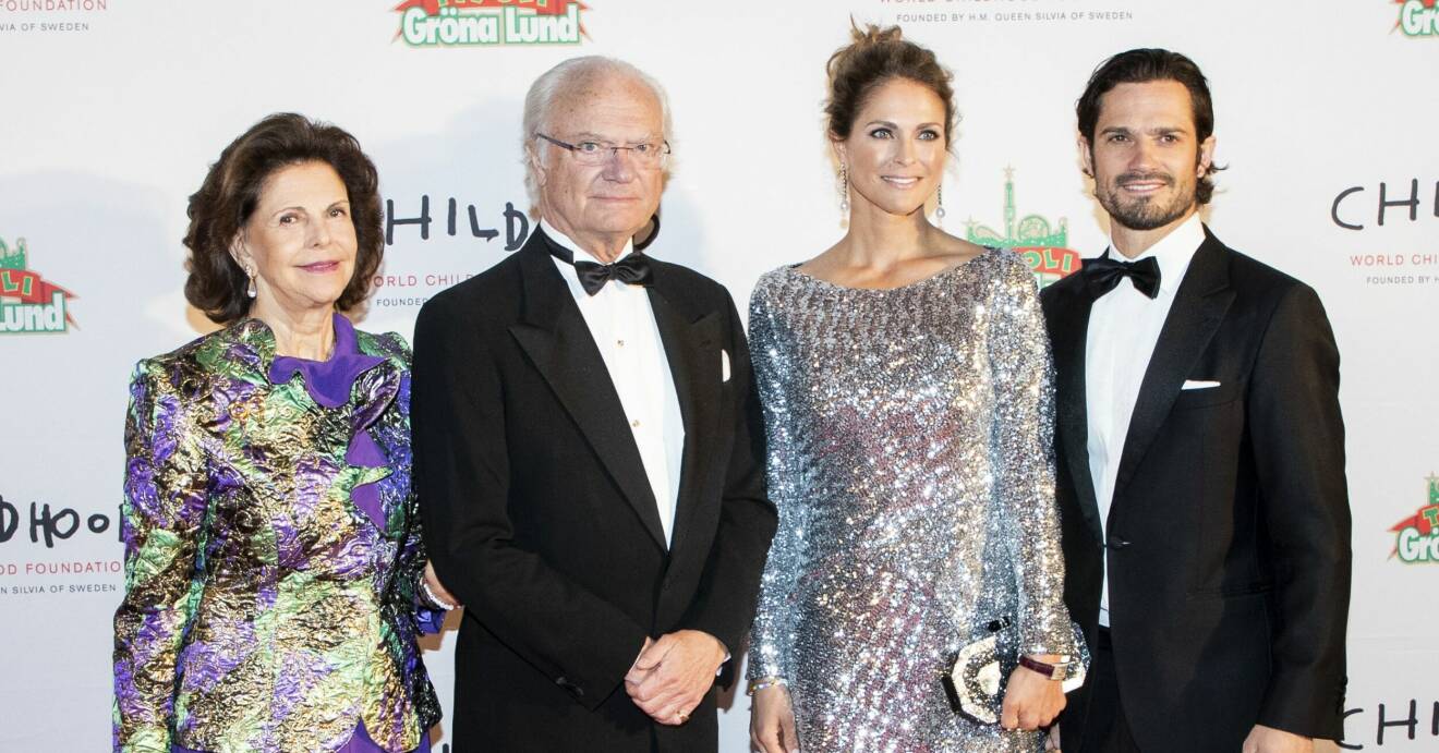 Drottning Silvia, kung Carl XVI Gustaf, prinsessan Madeleine och prins Carl Philip Välgörenhetsmiddag med anledning av World Childhood Foundations 20-årsjubileum, 2019.