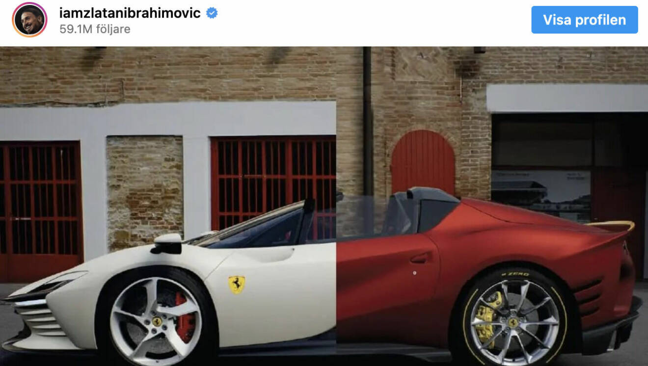 Bilder på hans två nya Ferrari-bilar som levererades i april.