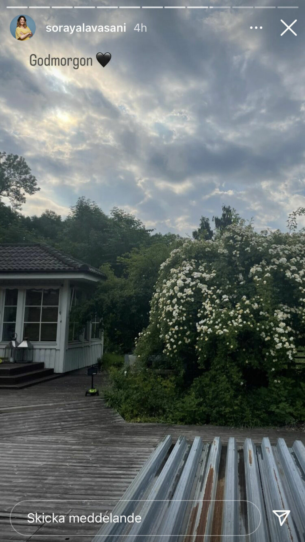 Trädgården där även pool skymtas!