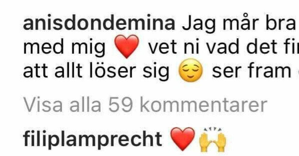 <span class=" italic" data-lab-italic_desktop="italic">Filip Lamprecht stöttar Anis Don Demina i krisen. Foto: Anis Don Demina/Instagram</span>