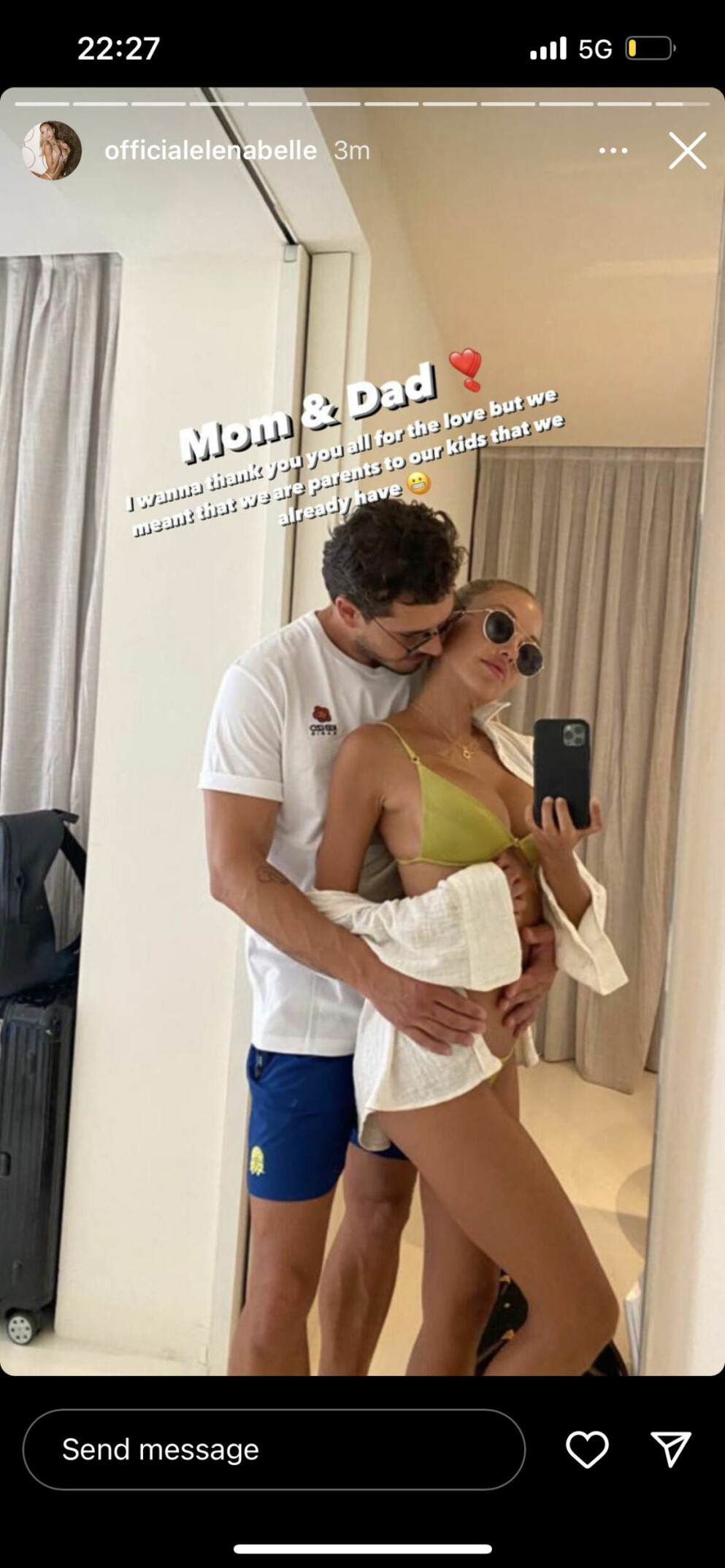 Elena och Gleb förtydligar att de inte väntar barn. elena