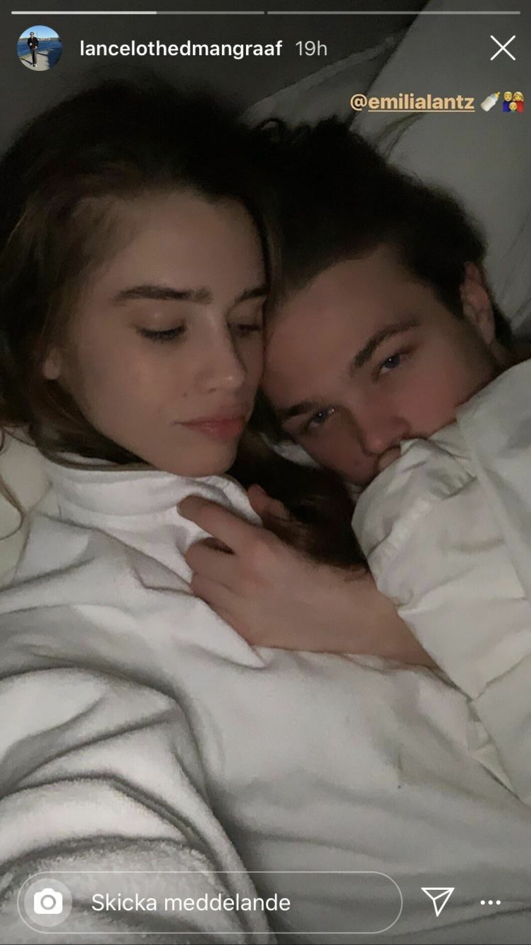 Lance uppdatering på Instagram under lördagen. Foto: Instagram Lande Hedman och Emilia Lantz