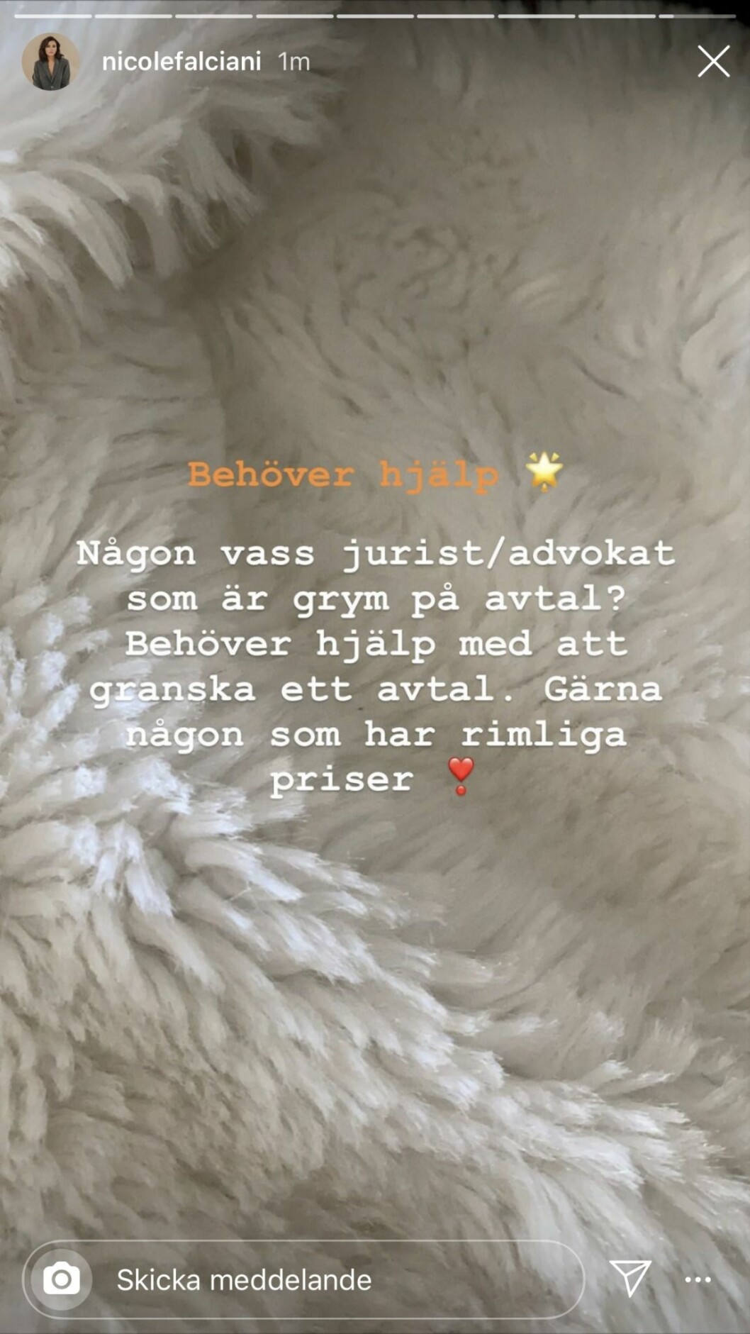 Nicoles vädjan till följarna. Nicoles vädjan till följarna.