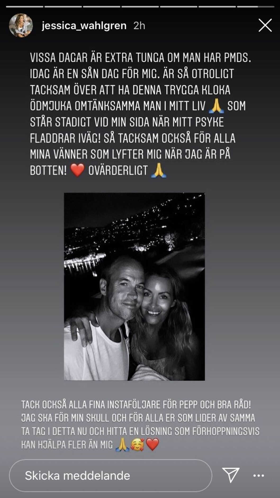 Foto: Instagram Jessica Wahlgrens Instagram story