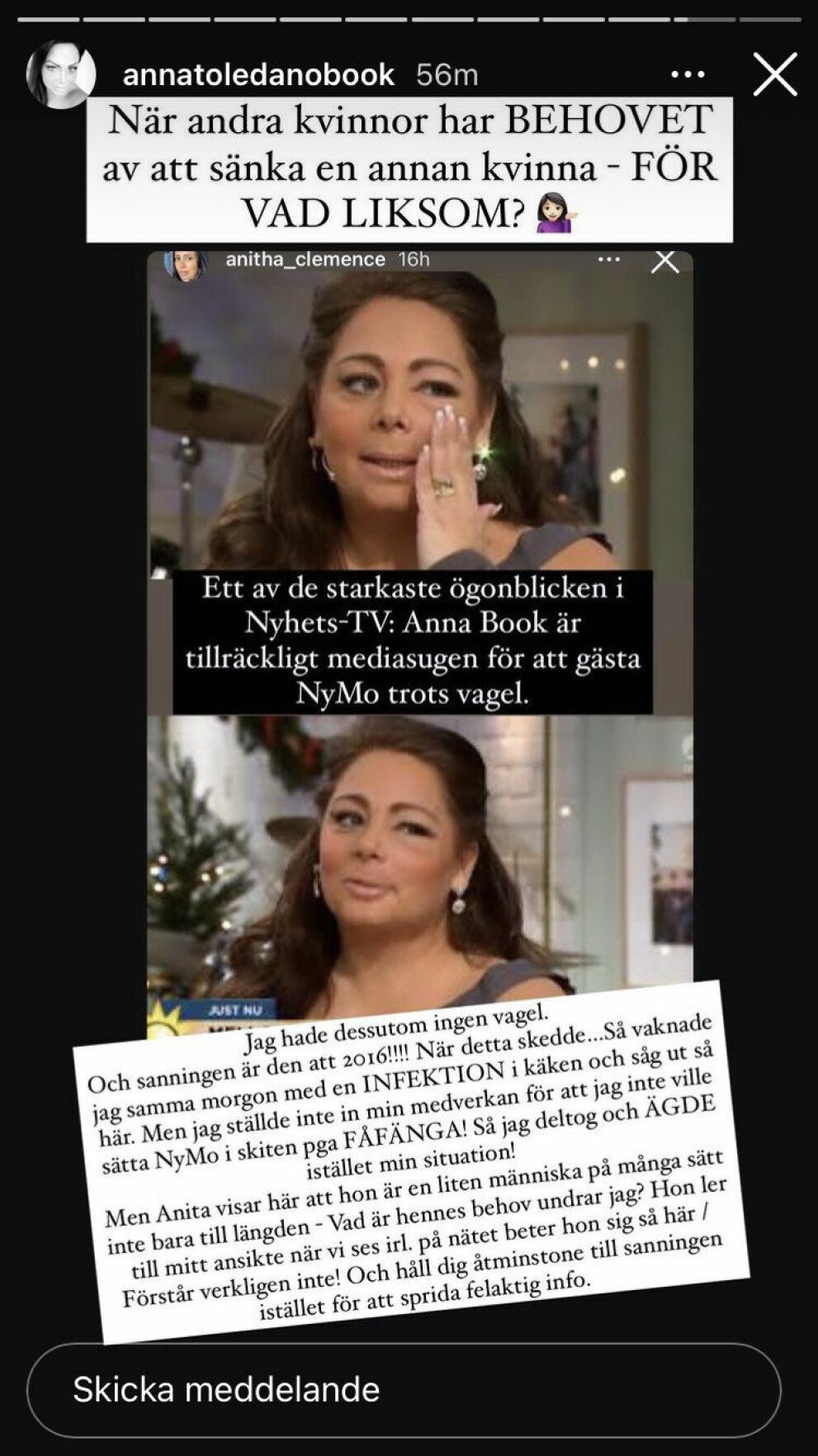 Anna Book svarar på Anithas påhopp ANNA BOOK, ANITHA CLEMENCE