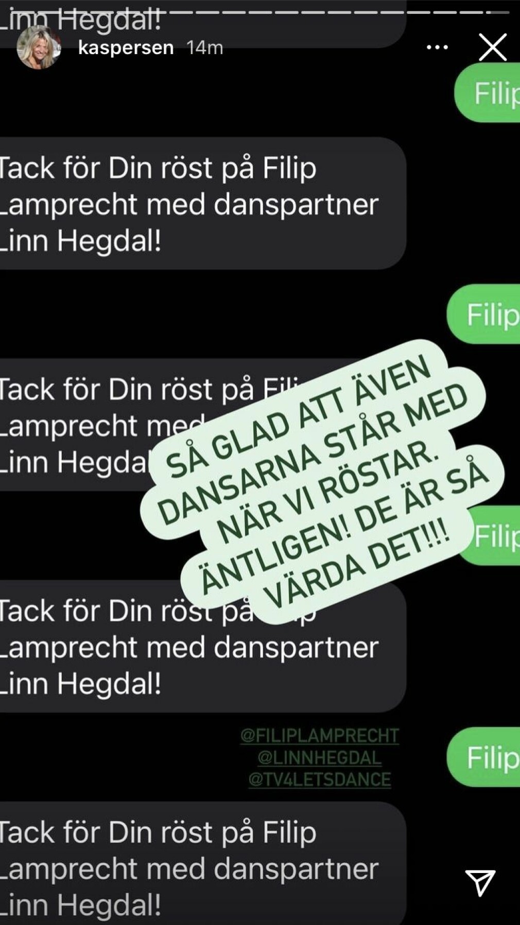 Kristins ord till TV4 Instagram