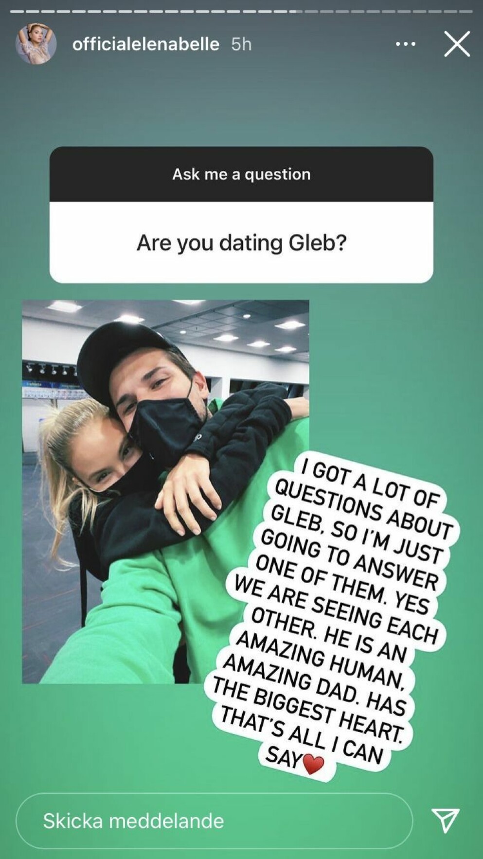 Elena Belle avslöjar att hon träffar Gleb.