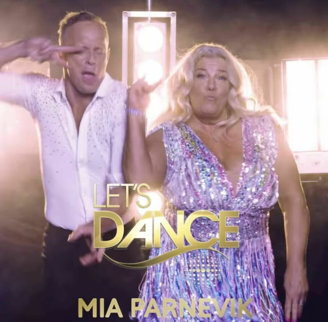 Mia Parnevik och Tobias Karlsson. Mia Parnevik dansar med Tobias Karlsson i Let's dance 2022