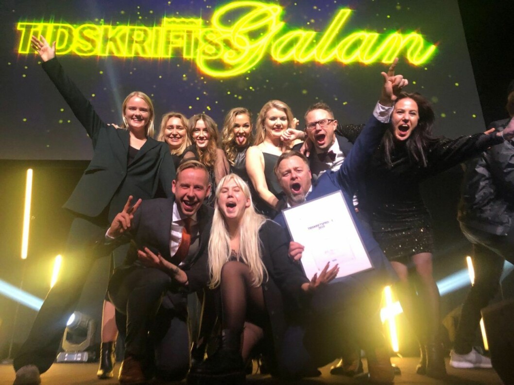 Redaktionen jublade på Cirkus efter att att utsett till Årets digitala tidskrift populärpress. Hänt.se Tidskriftspriset 2019