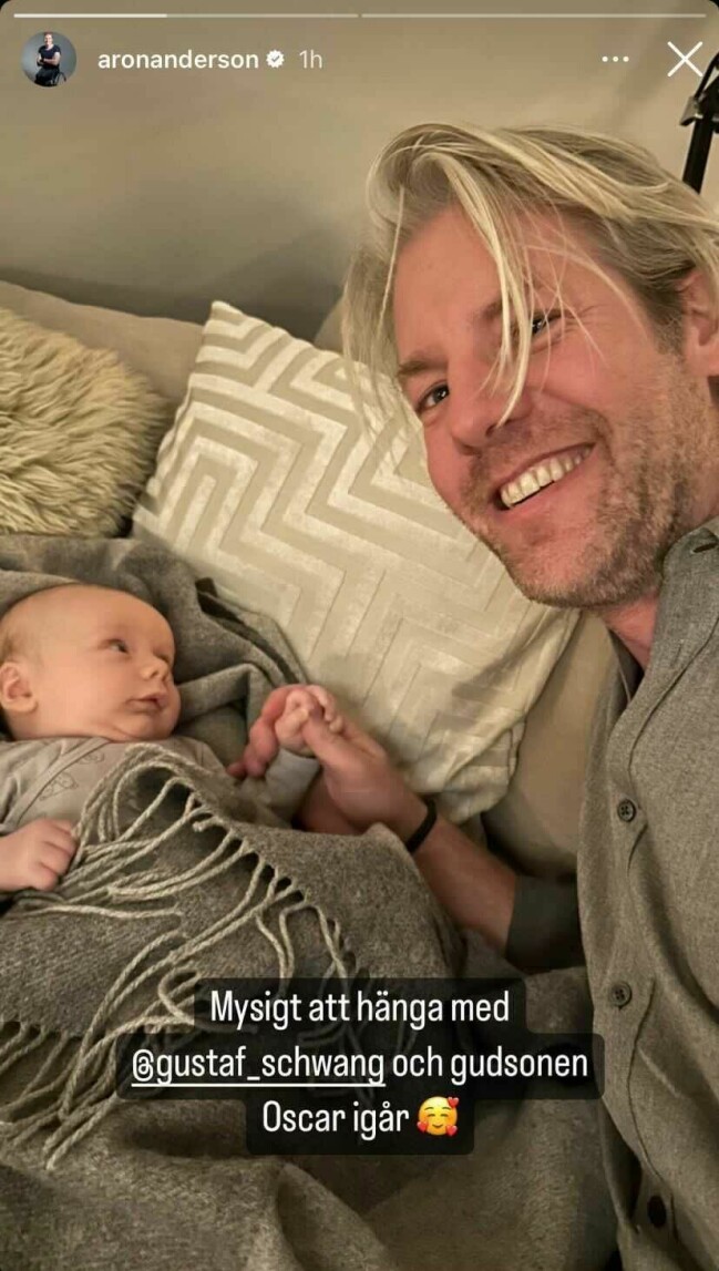 Aron med gudsonen. Aron Anderson.