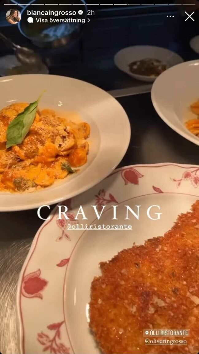 Bianca Ingrosso på Oliver Ingrossos restaurang. Bianca Ingrosso på Olli ristorante.