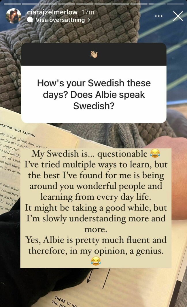 <em>FOTO: Skärmdump från Ciara Zelmerlöws Instagram story. </em>