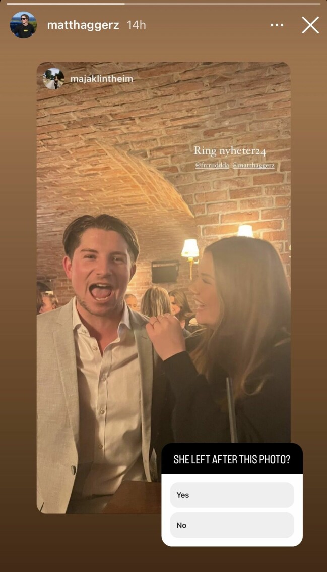 Skärmdump från Matthews Instagram-story. Skärmdump från Matthews Instagram-story.
