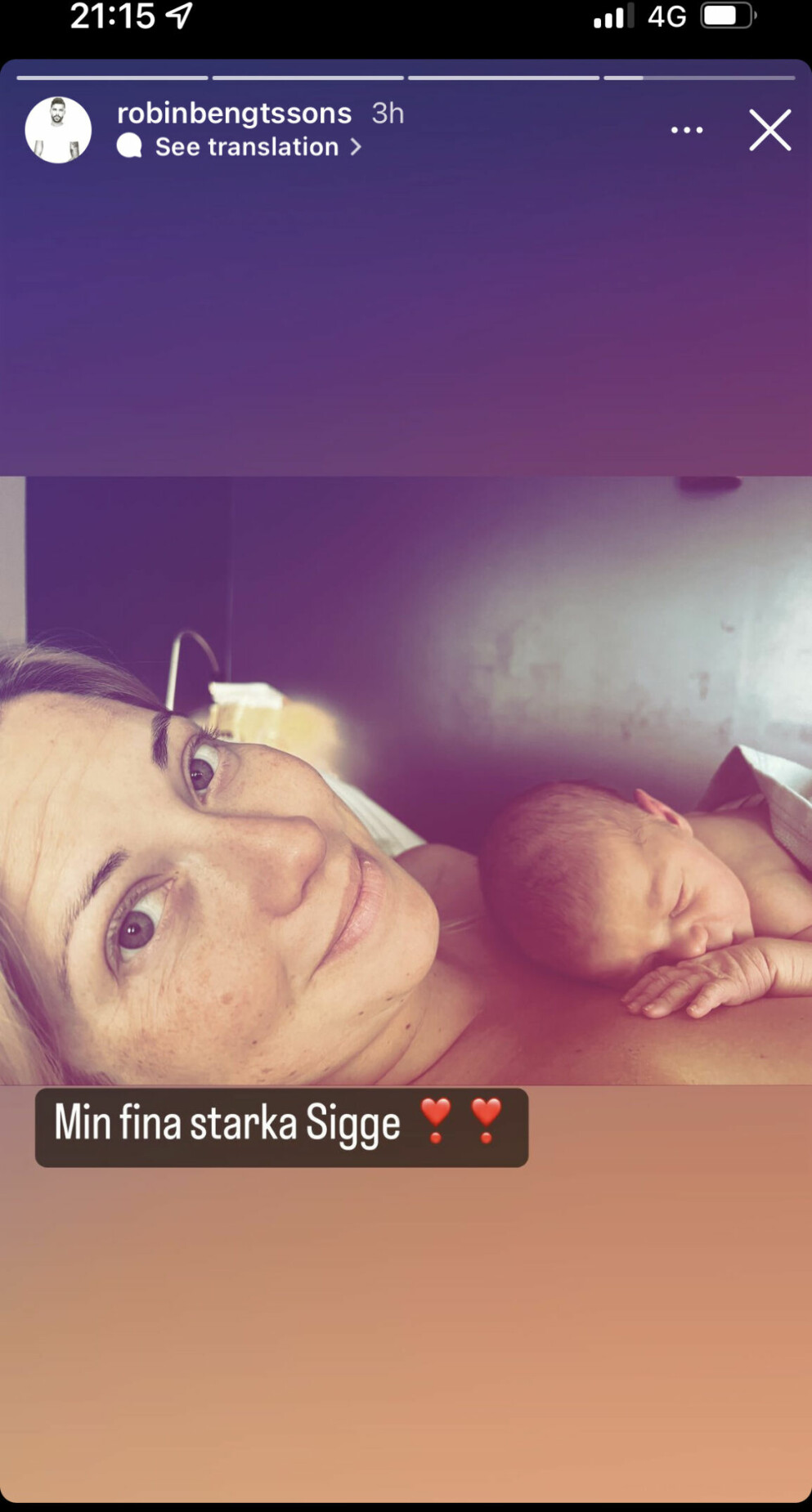 Sigrid med bebisen