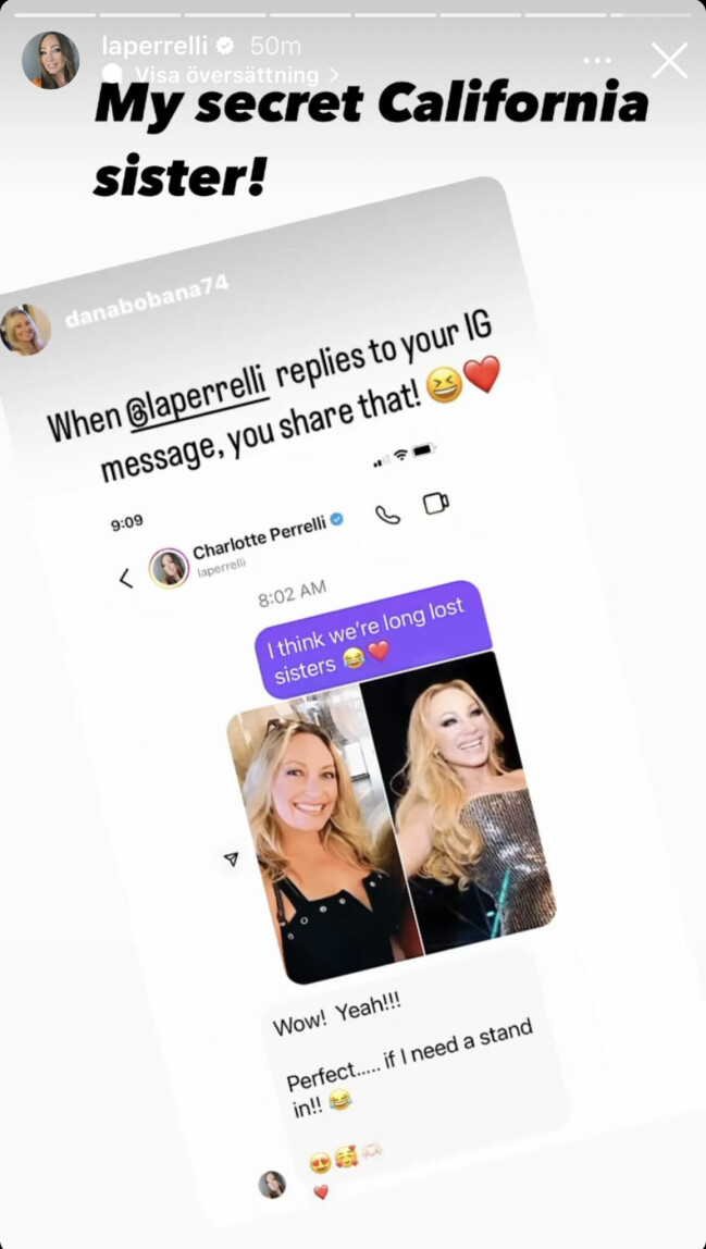 Charlotte Perrellis har fått ett oväntat meddelande från en person i Amerika!
