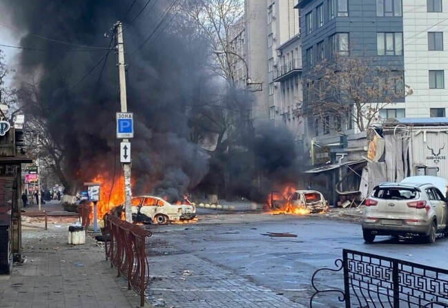 Bombning i Cherson under julafton.