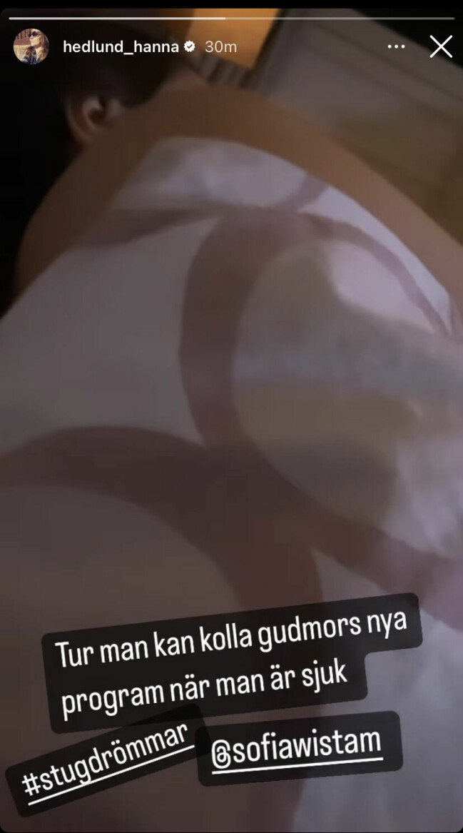 FOTO: Skrämdump från Hanna Hedlunds Instagram-story