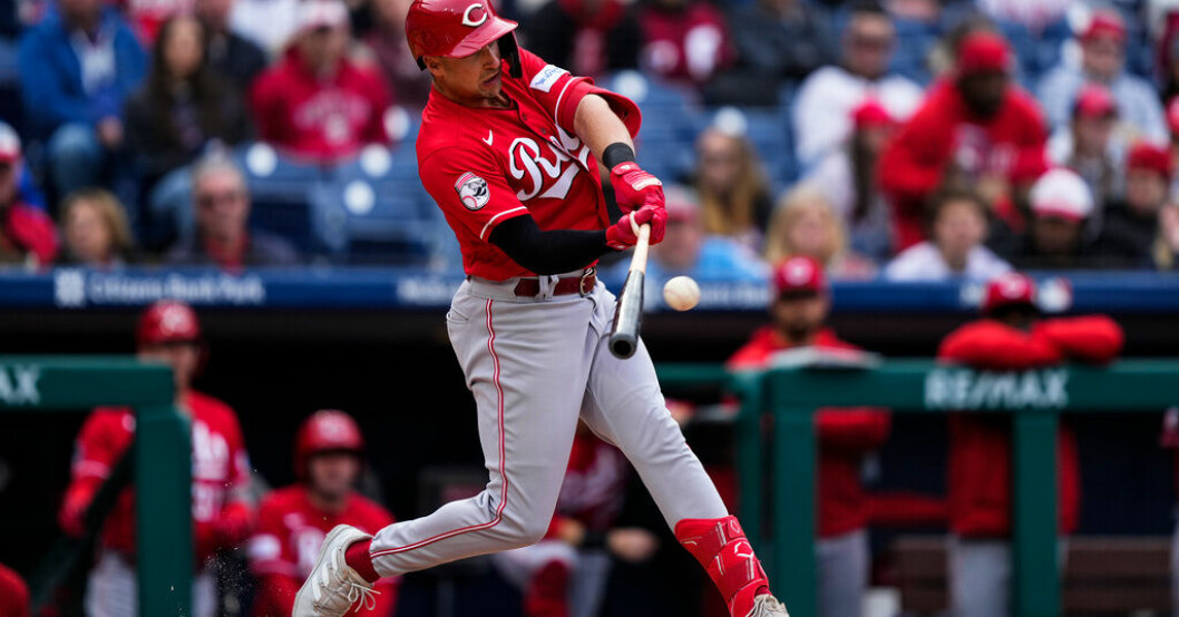 Inte bara skicklighet – utan även klimatförändringarna påverkar om det blir en home run eller inte. På bilden Cincinattis Spencer Steer. Klimatförändringarna har gett fler home runs