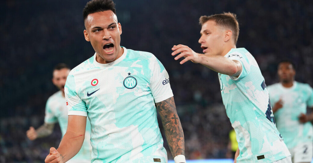 Inters Lautaro Martinez firar ett av sina två mål i cupfinalen mot Fiorentina. Inter cupmästare igen – Martinez hjälte