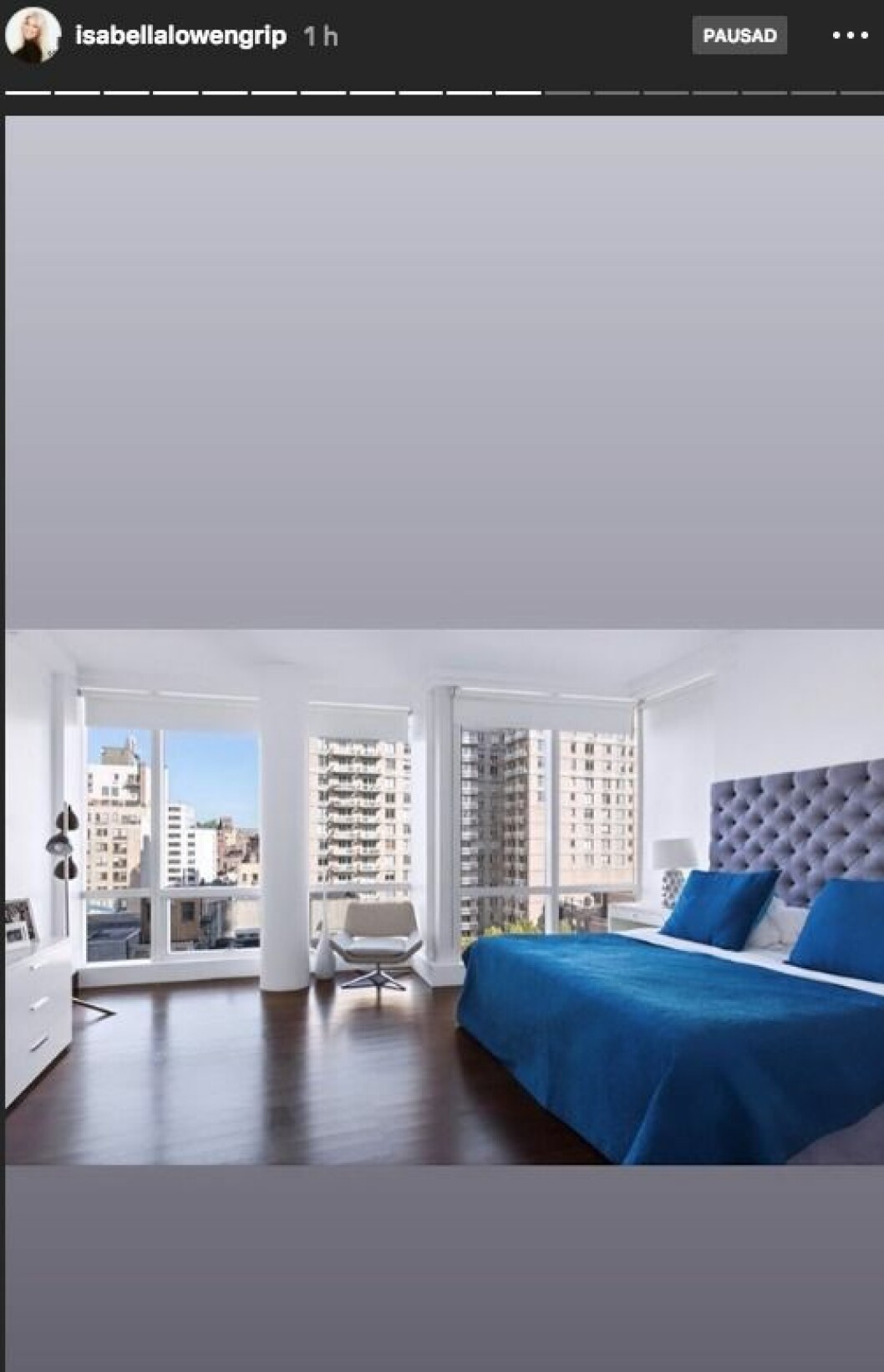 Utsikten från lägenheten är typisk för Manhattan. Isabella Löwengrip lägenhet New York