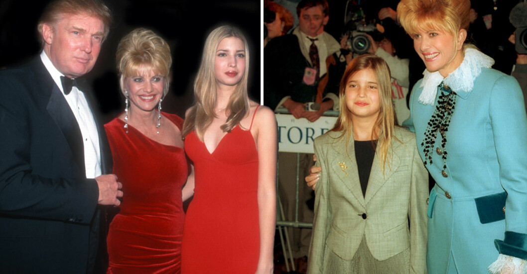 Ivanka Trump med sina föräldrar Donald och Ivanka Trump. Bilden till vänster är från 1998, bilden till höger från 1993, strax efter skilsmässan. Ivanka Trump med sina föräldrar Donald och Ivanka Trump. Bilden till vänster är från 1998, bilden till höger från 1993, strax efter skilsmässan.