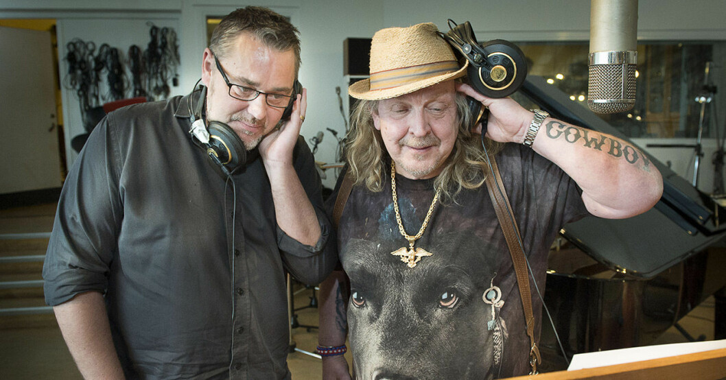Jack med Olle Jönsson från Lasse Stefanz. Jack Vreeswijk med Olle Jönsson.