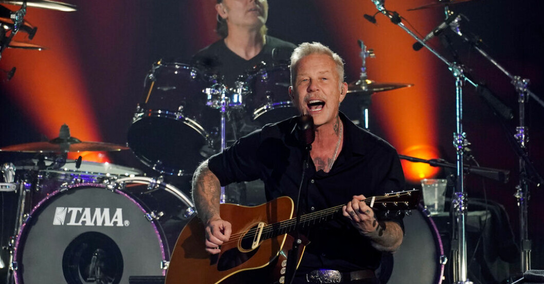James Hetfield i Metallica. Arkivbild. Metallica visas live på bio