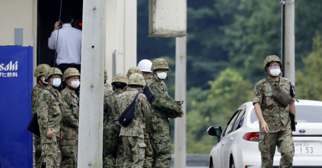 Japanska soldater i Gifu. Skottlossning på japansk militärbas