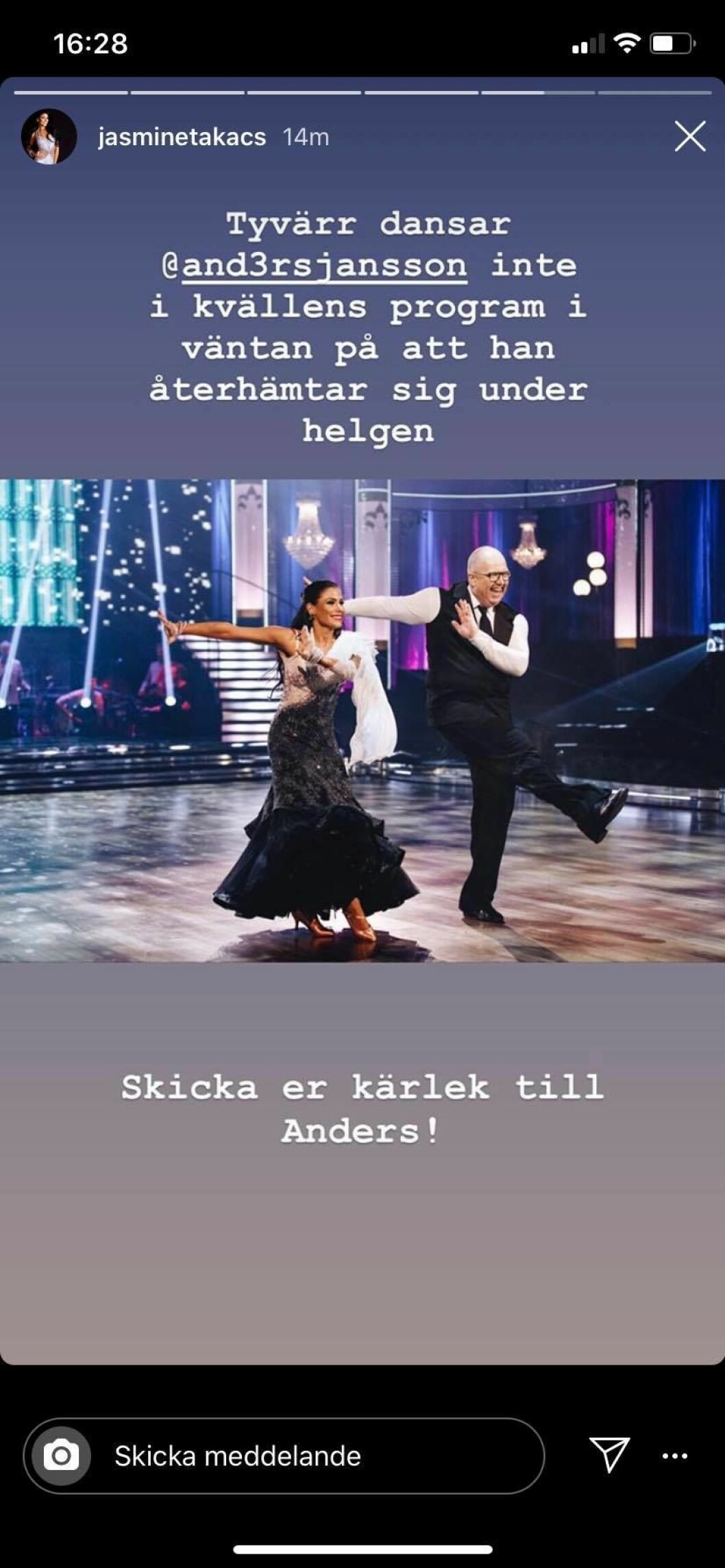 FOTO: Instagram Jasmine önskar kärlek till Anders Jansson