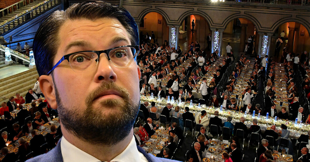 Sverigedemokraternas Jimmie Åkesson portas från Nobelfesten.