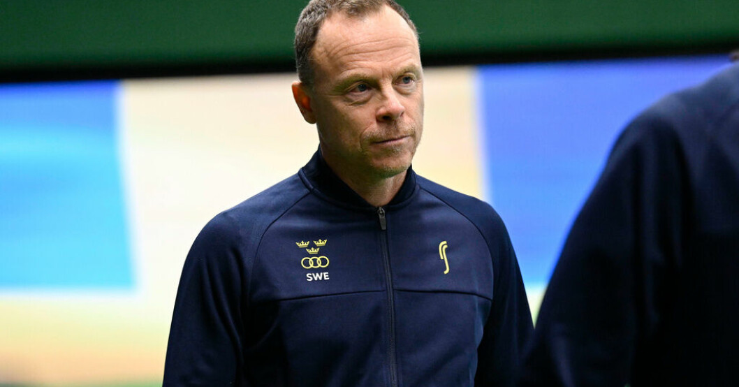 Johan Hedsberg när han ledde Davis Cup-laget i kvalet i februari. Hedsberg fortsätter i Davis Cup-laget