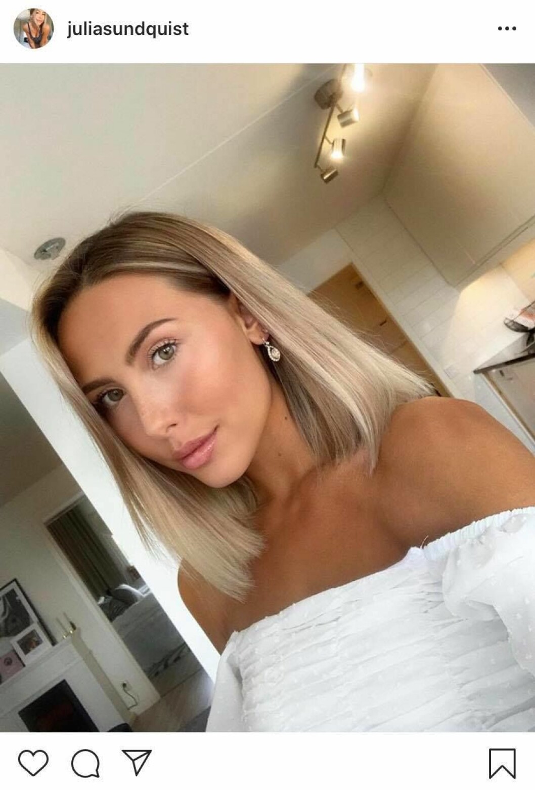 FOTO: Instagram Julia Sundquist i kort ljust hår