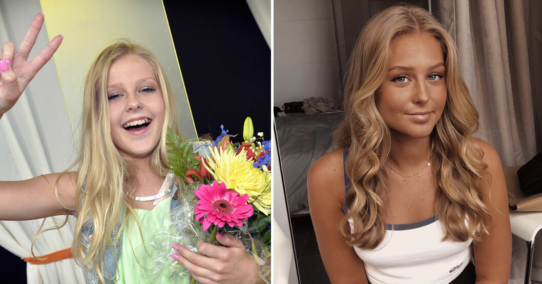 Julia Kedhammar i Lilla Melodifestivalen 2014 och 2021.