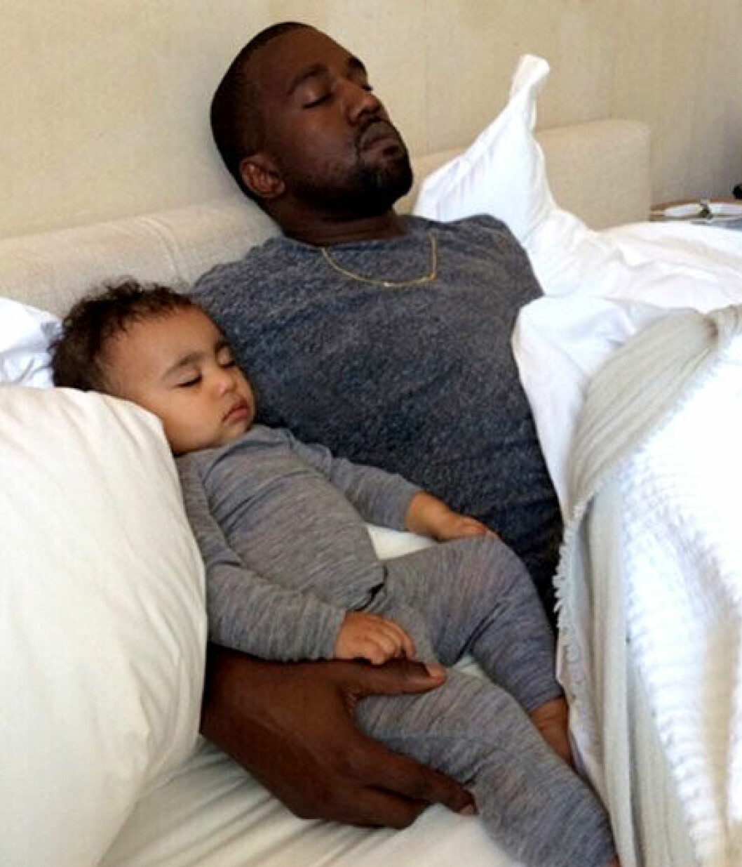 Via: <a href="https://instagram.com/kimkardashian/?utm_source=partner&utm_medium=embed&utm_campaign=photo" target="_blank">Instagram</a> kanye west sleeping